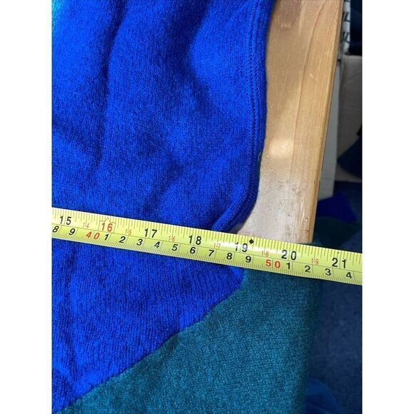 Peak To Plateau NWT Yak Wool Striped Crewneck Blue & Green Anti-Itch Sweater - Picture 6 of 7